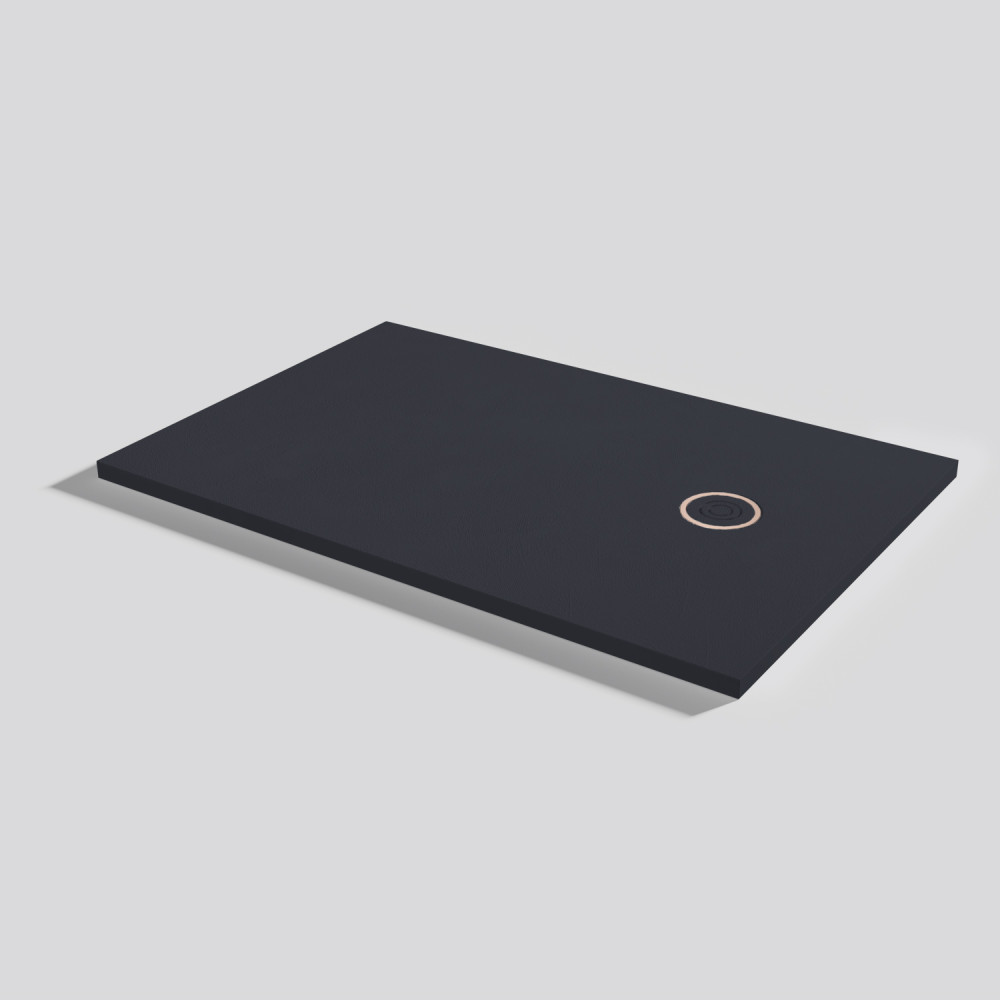 Plato de ducha Focus Beton Negro Rectangular 120x80