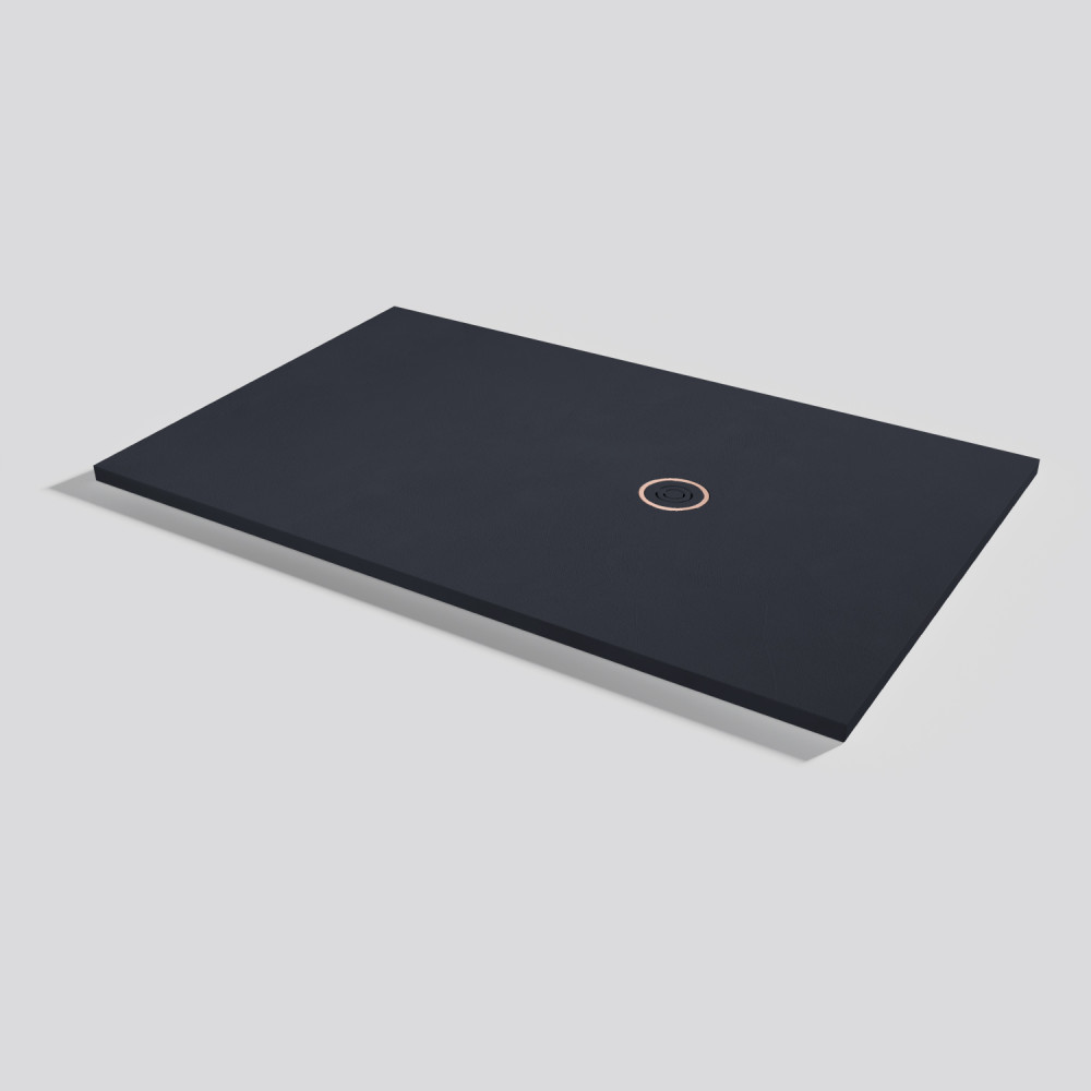 Plato de ducha Focus Beton Negro Rectangular 160x100