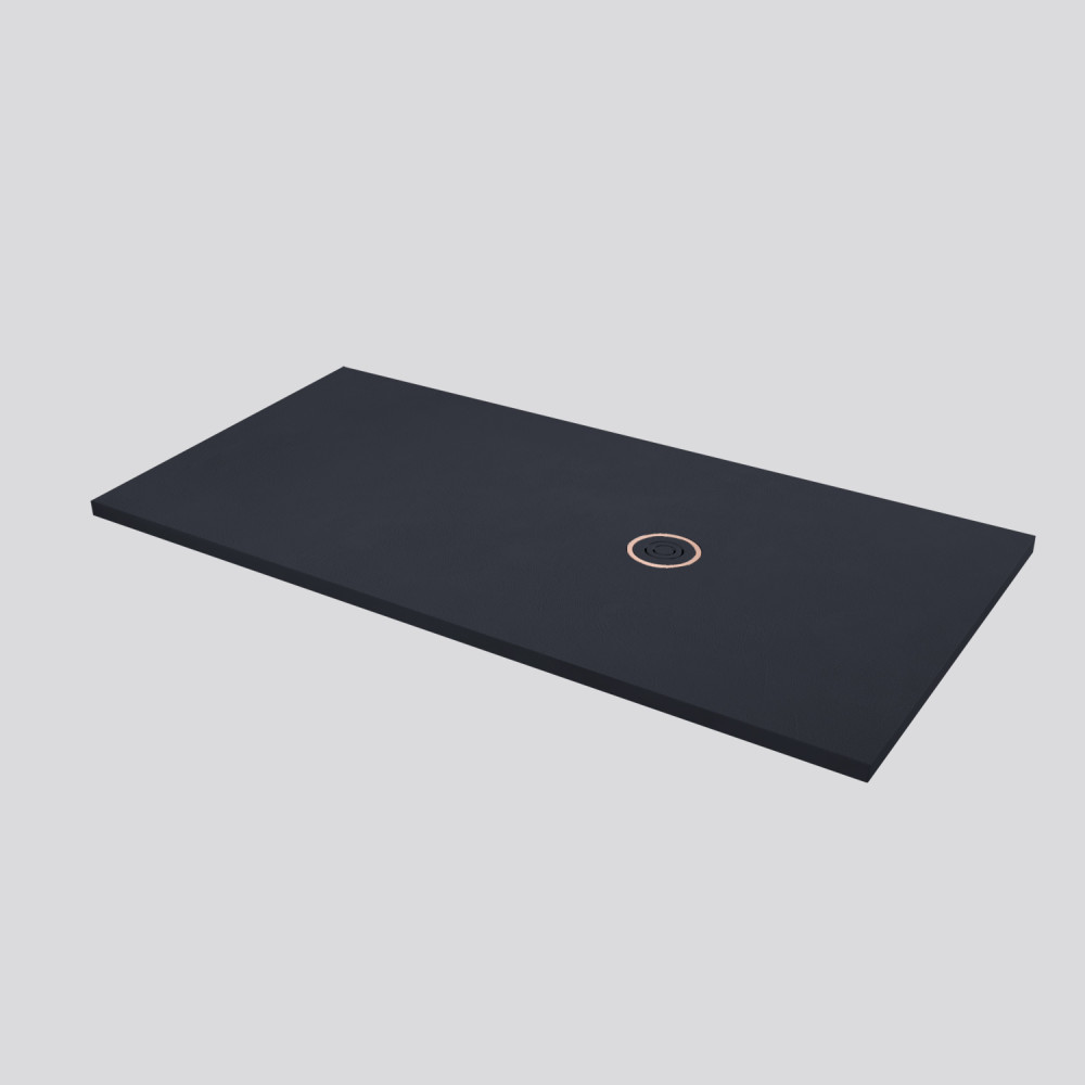 Plato de ducha Focus Beton Negro Rectangular 160x80