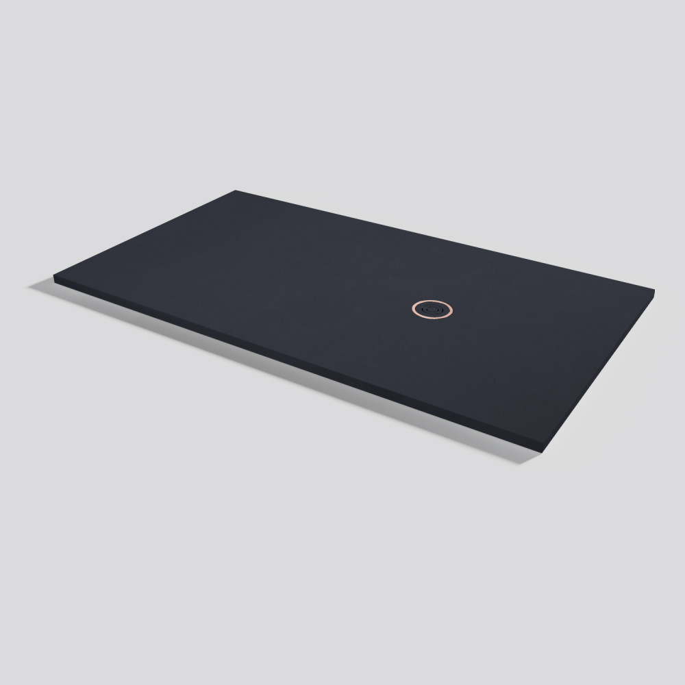 Plato de ducha Focus Beton Negro Rectangular 180x100