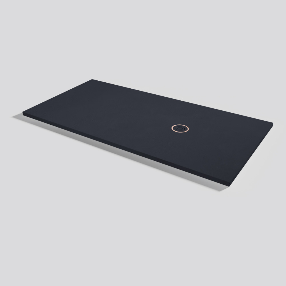 Plato de ducha Focus Beton Negro Rectangular 180x90